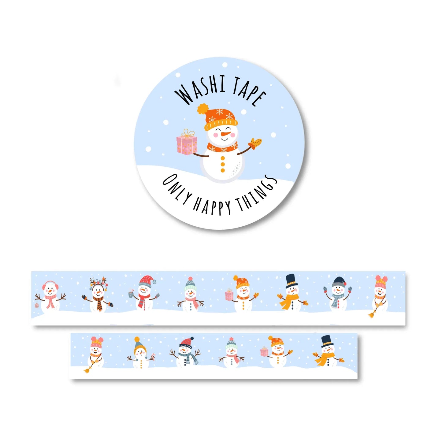 Only Happy Things Stationery - Washi-tape Sweet Snowmen - The Dreamer's Bookshop.