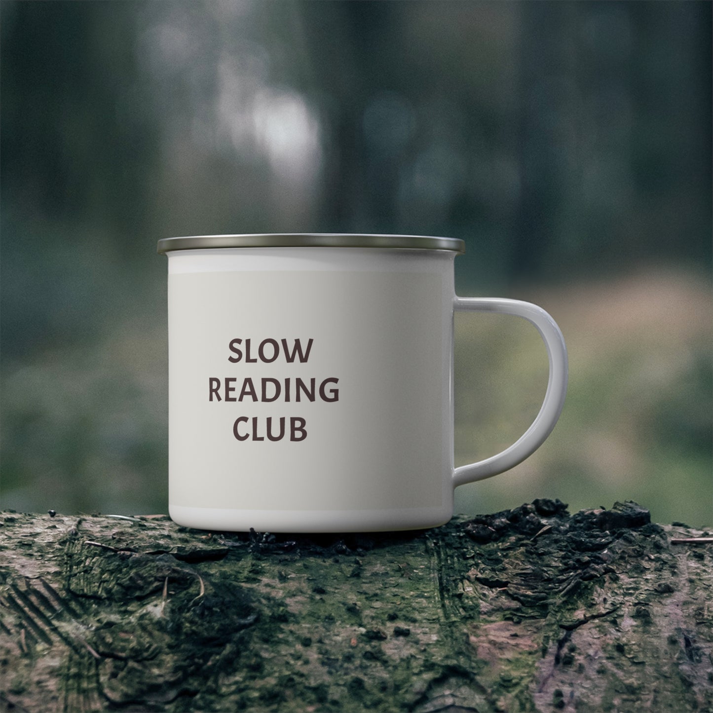 Enamel Camping Mug "Slow Reading Club" Coffee Cup