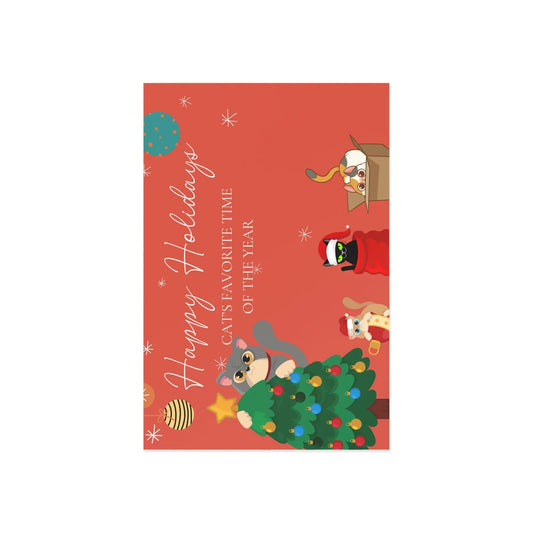 The Dreamer's Bookshop "Cat's Red XMas" Cute Christmas Cards - The Dreamer's Bookshop.