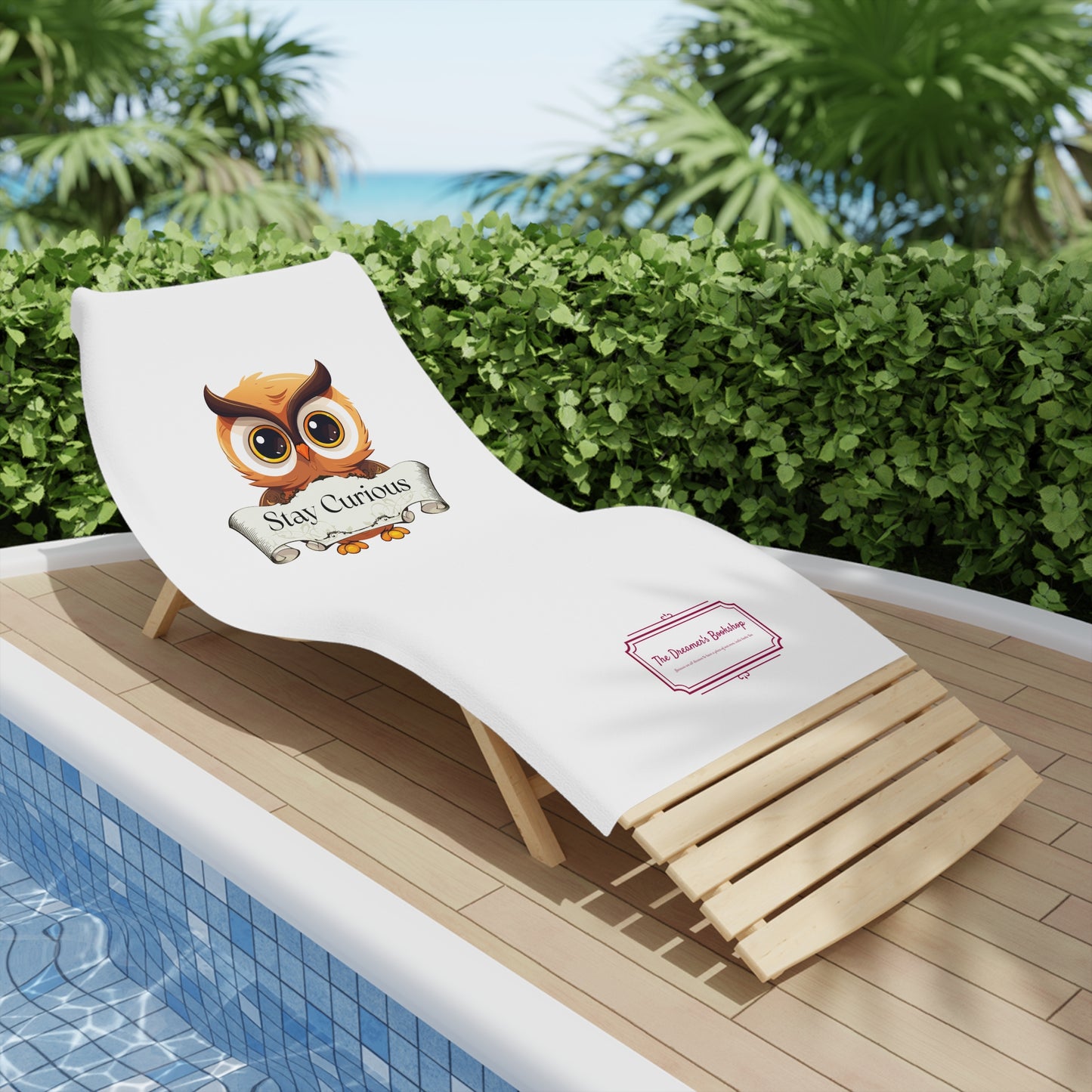 Beach Towel "Stay Curious" Cozy Literary Escape for Book Lovers