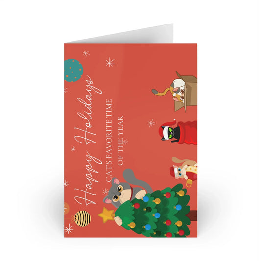 The Dreamer's Bookshop "Cat's Red XMas" Cute Christmas Cards - The Dreamer's Bookshop.