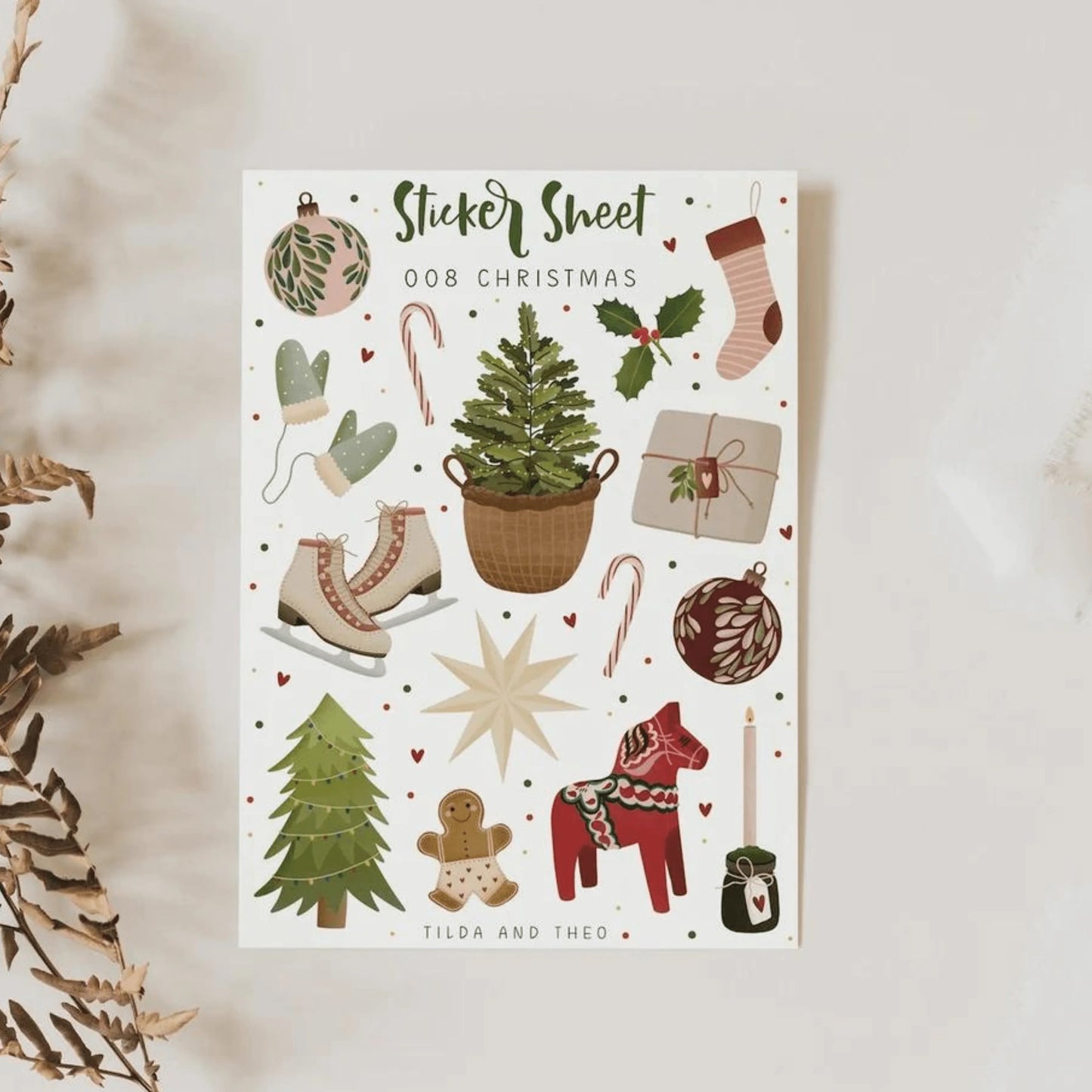 Tilda&Theo - Stickervel - Kerst - The Dreamer's Bookshop.
