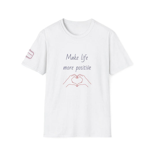 Positive Vibe Unisex Softstyle T-Shirt - 'Make Life More Positive' - The Dreamer's Bookshop.