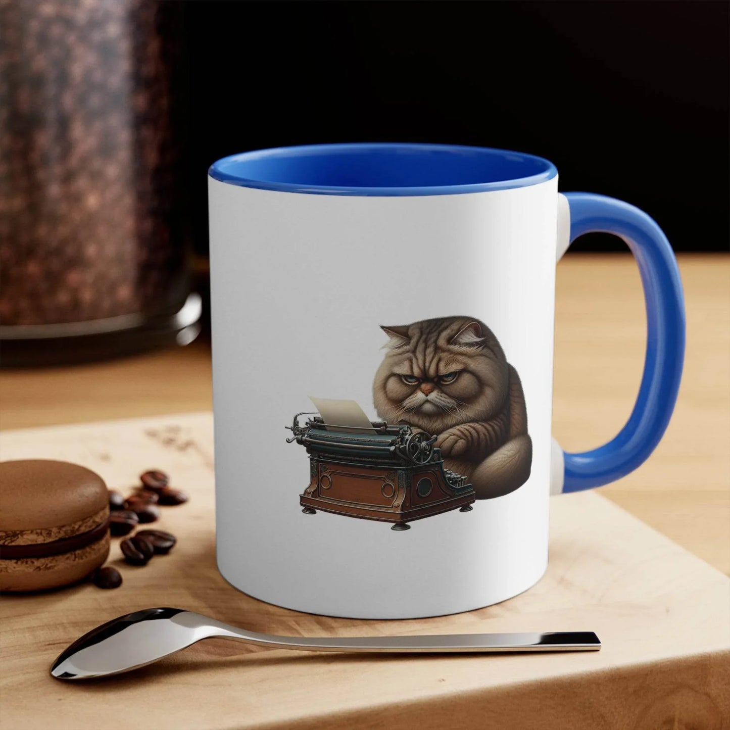 Funny Accent Mug - 11oz Grumpy Writer Cat - The Dreamer's Bookshop.