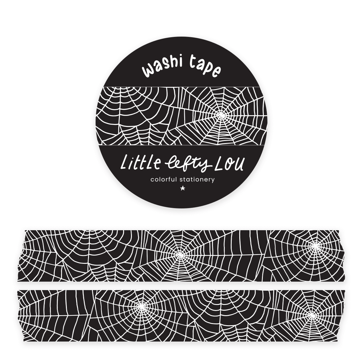 Little Lefty Lou - Spiderweb zwarte washitape - The Dreamer's Bookshop.