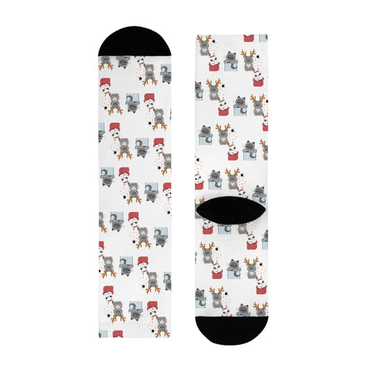 Christmas Cats Crew Socks — Cute Holiday Sublimation Socks - The Dreamer's Bookshop.