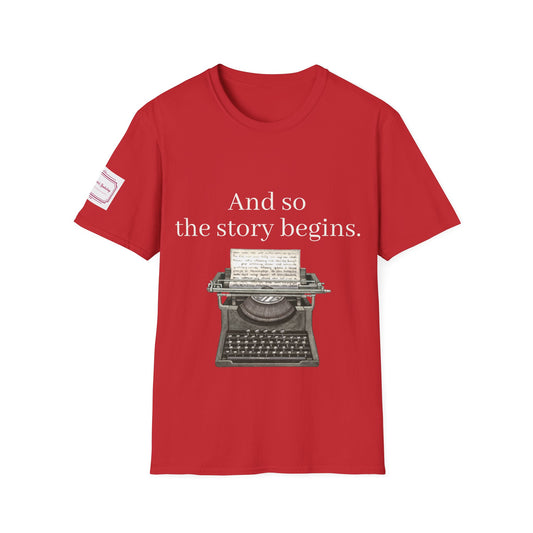 Unisex Softstyle T-Shirt - Vintage Typewriter "Story Begins" Bookaddict