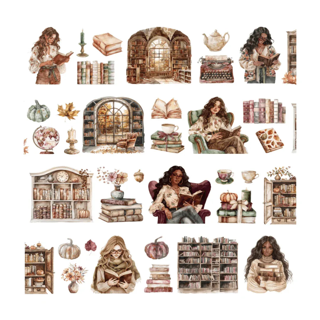 Penpaling Paula - Bibliotheek - PET-tape VOORGESNEDEN Washi Tape - The Dreamer's Bookshop.