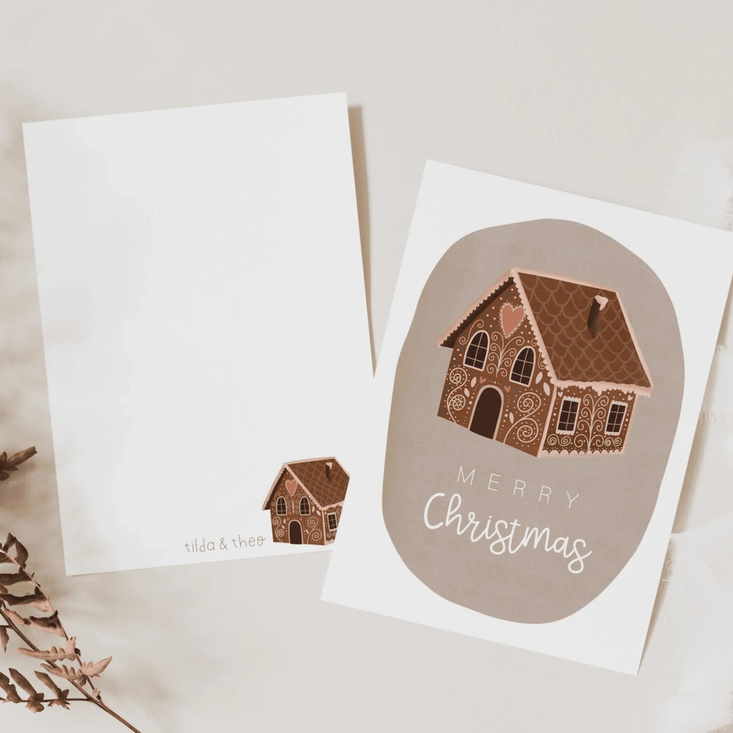 Tilda&Theo - Kerstkaart - gingerbread house - The Dreamer's Bookshop.