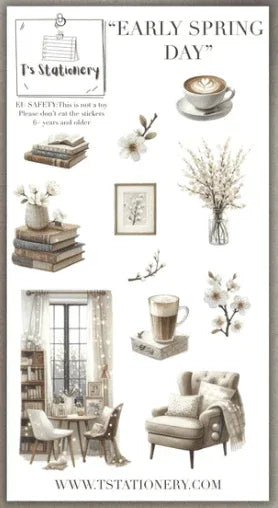 T's Stationery - Early Spring Day - Washi Sticker Sheet - The Dreamer's Bookshop.
