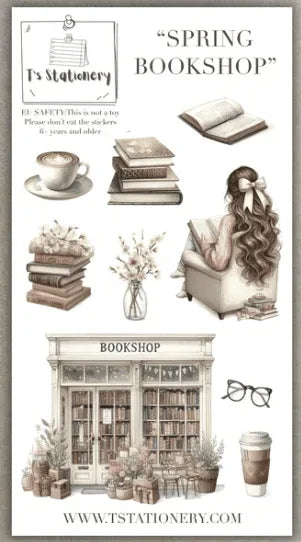 T's Stationery - Spring Bookshop - Sticker Sheet - The Dreamer's Bookshop.