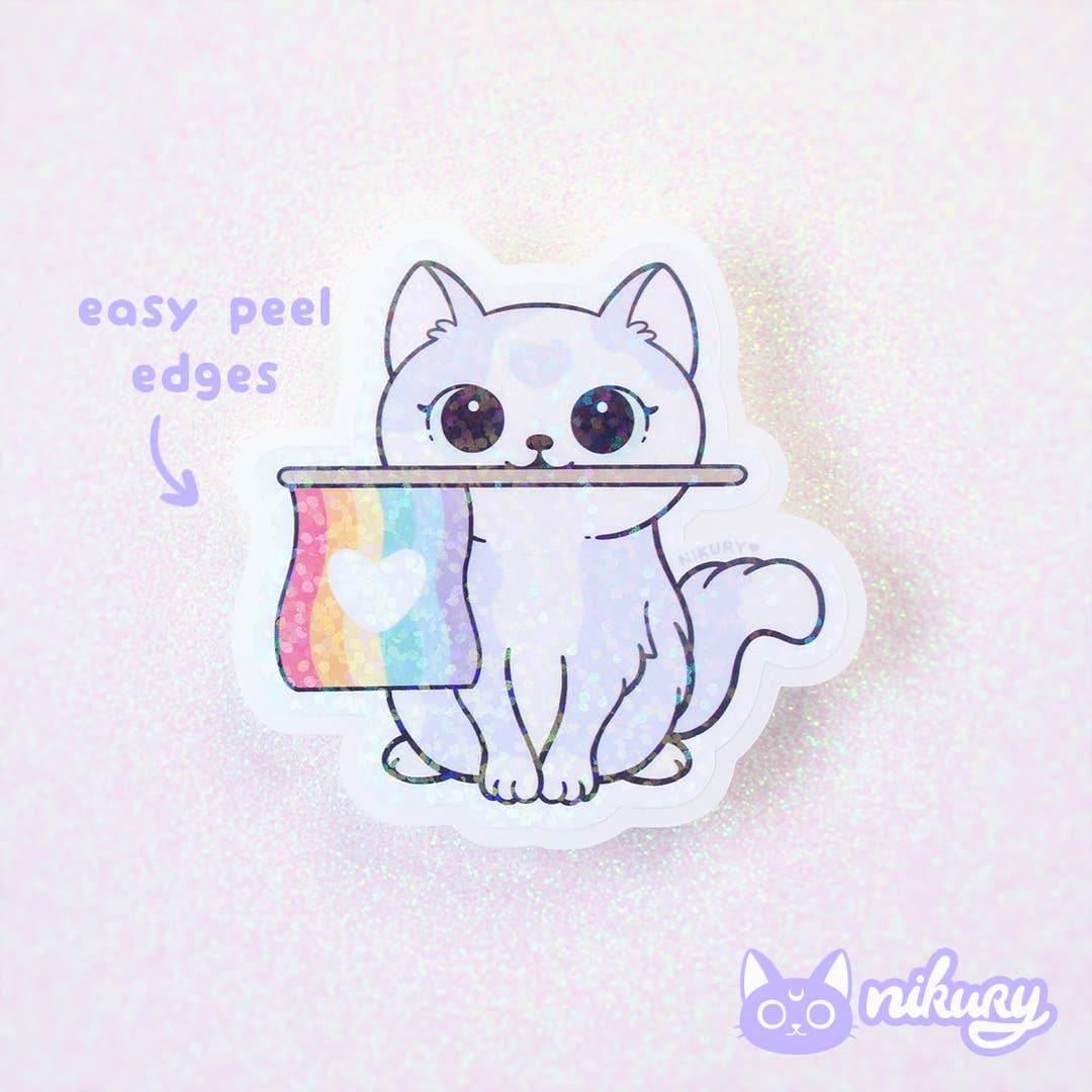 Nikury - Purride kattenstickers met glitter - The Dreamer's Bookshop.
