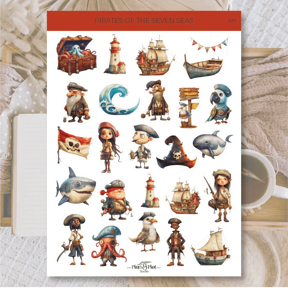 Plan & Plot Studio - Piraten van de zeven zeeën | Stickers - The Dreamer's Bookshop.