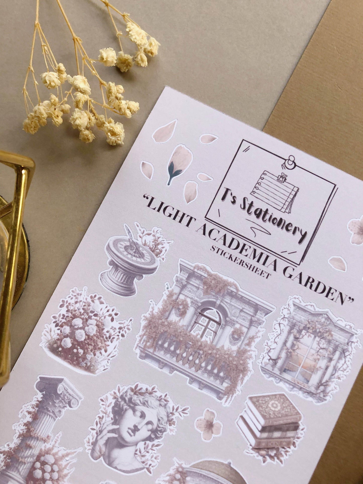 T's Stationery - Stickervel „Light Academia Garden” - The Dreamer's Bookshop.