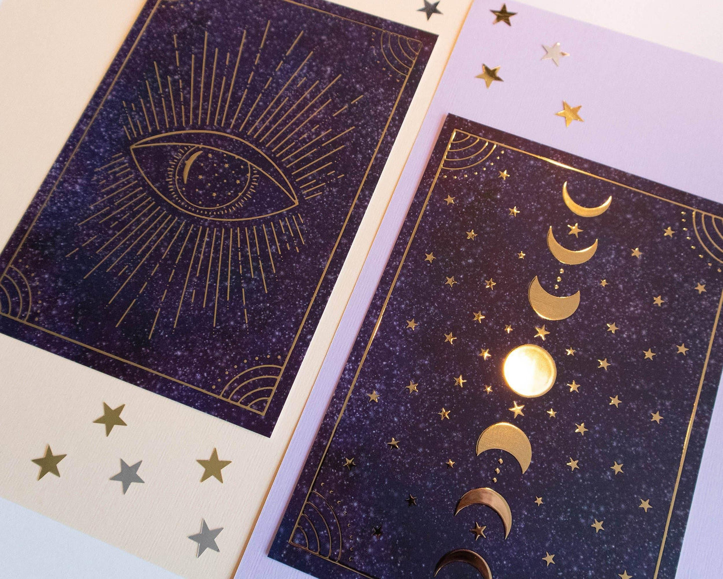 Basically Britt - Set of 2 Magical Moon Gold Foil Prints - The Dreamer's Bookshop.