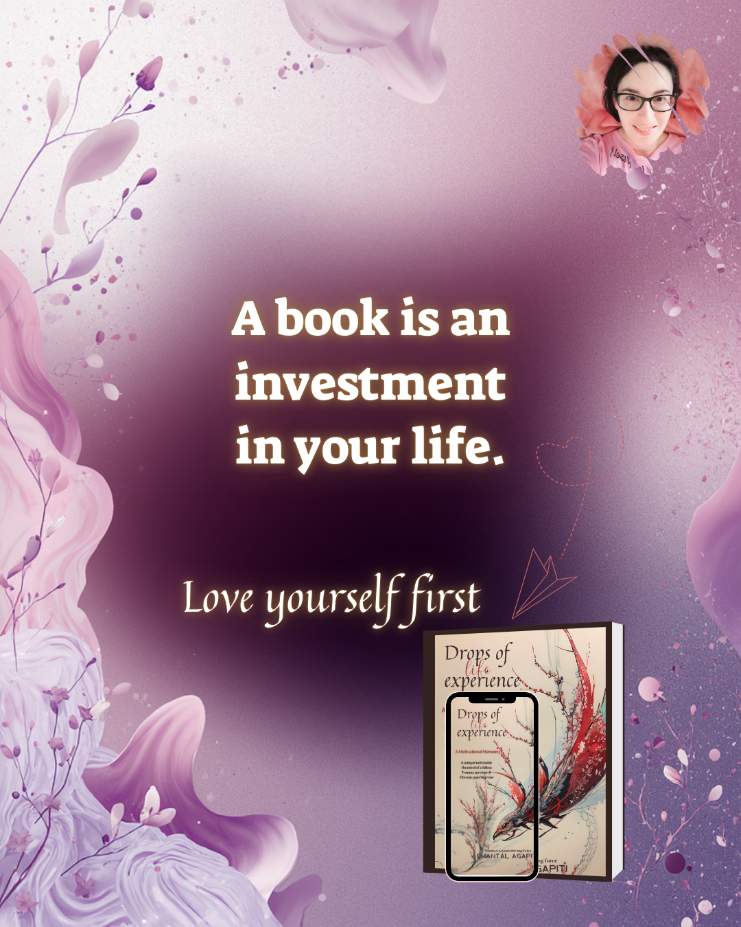 Afbeelding met als quote "A book is an investment in your life."
