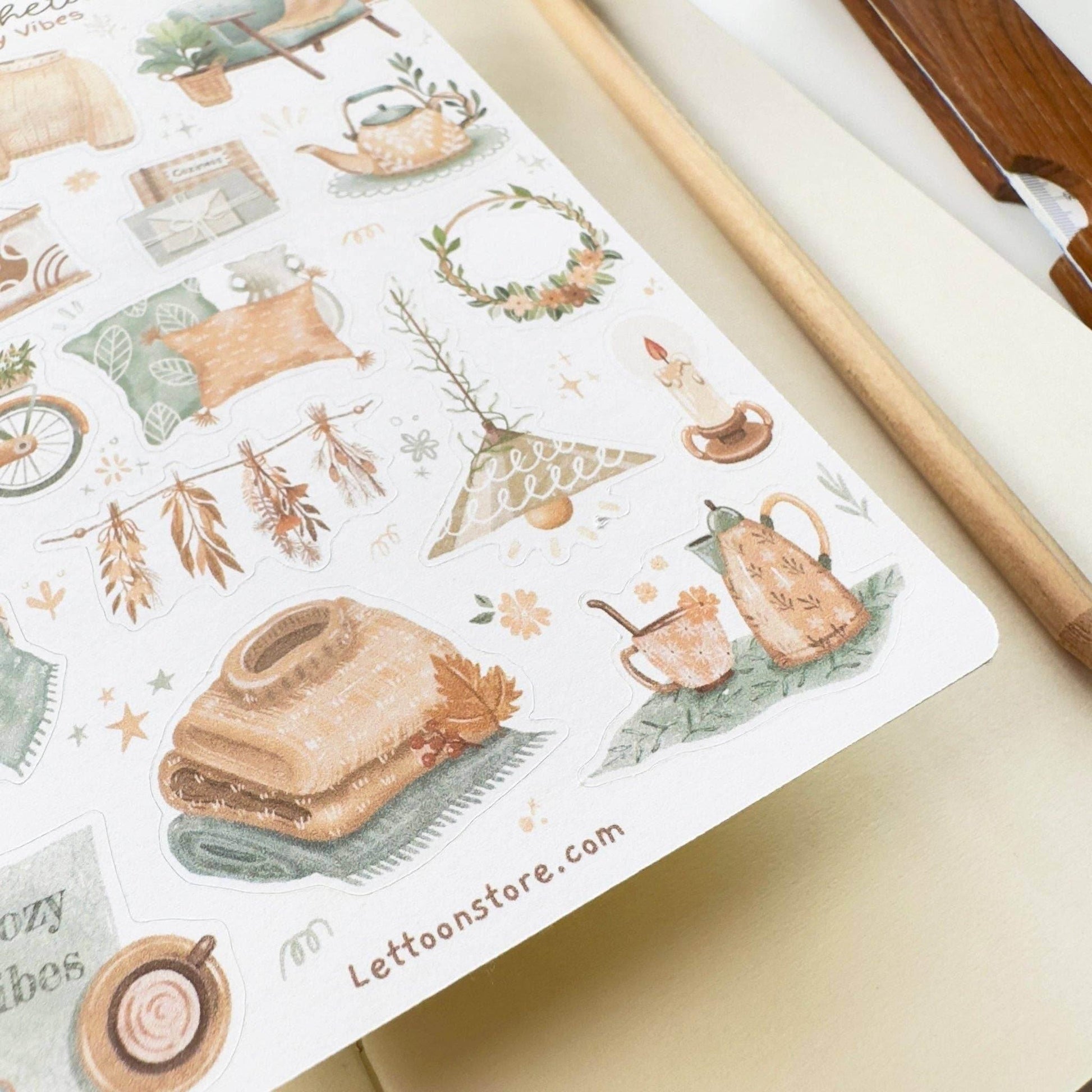 LETTOOn - Stickervel - Aesthetic Cosy Vibes - The Dreamer's Bookshop.