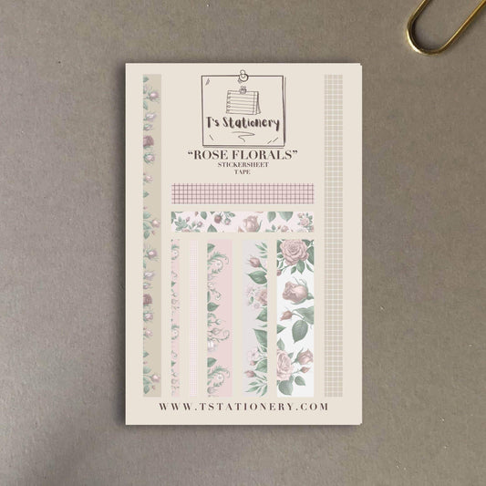 T's Stationery - Stickerveltape „Rose Floral” Washi - The Dreamer's Bookshop.