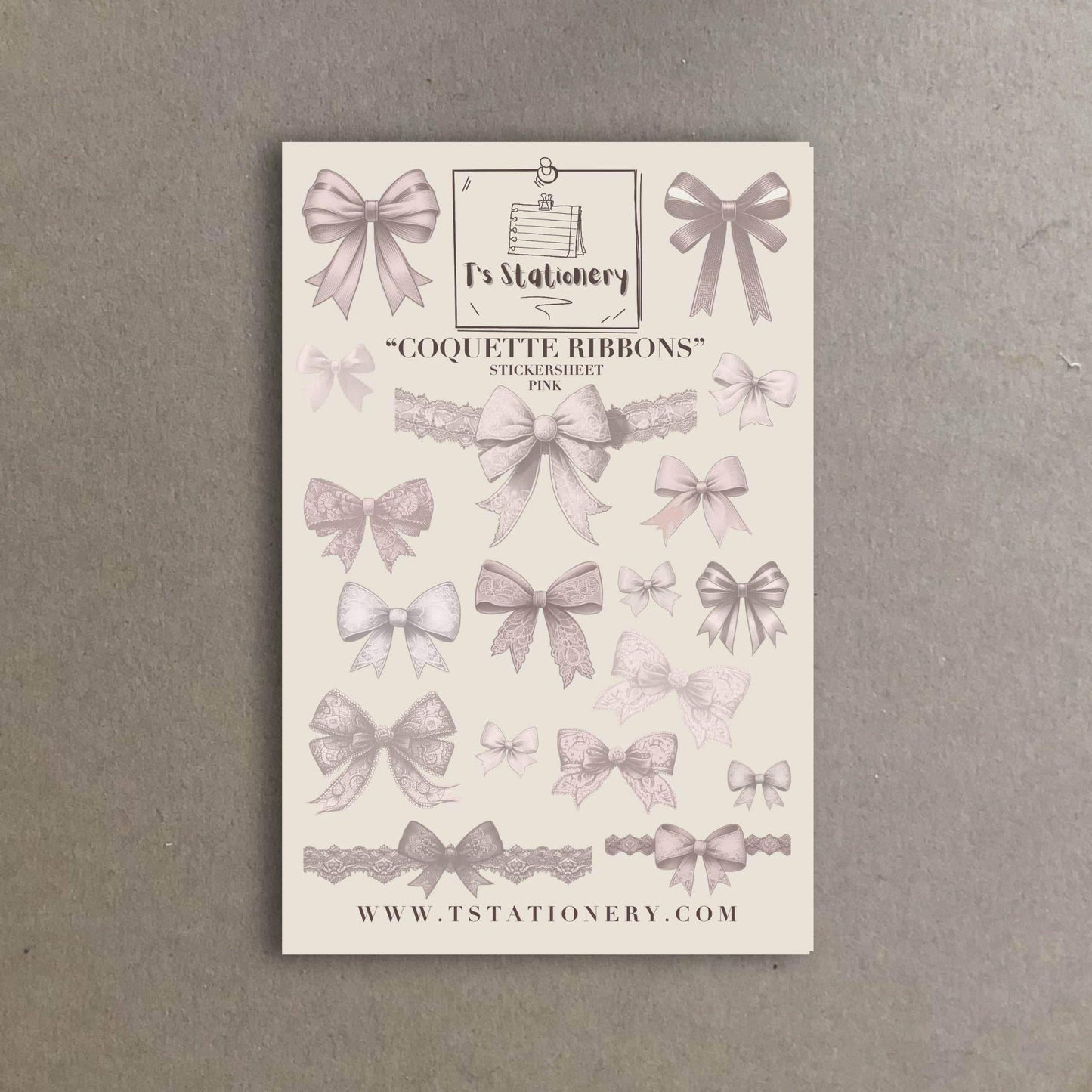 T's Stationery - Stickervel „Coquette Ribons” - The Dreamer's Bookshop.