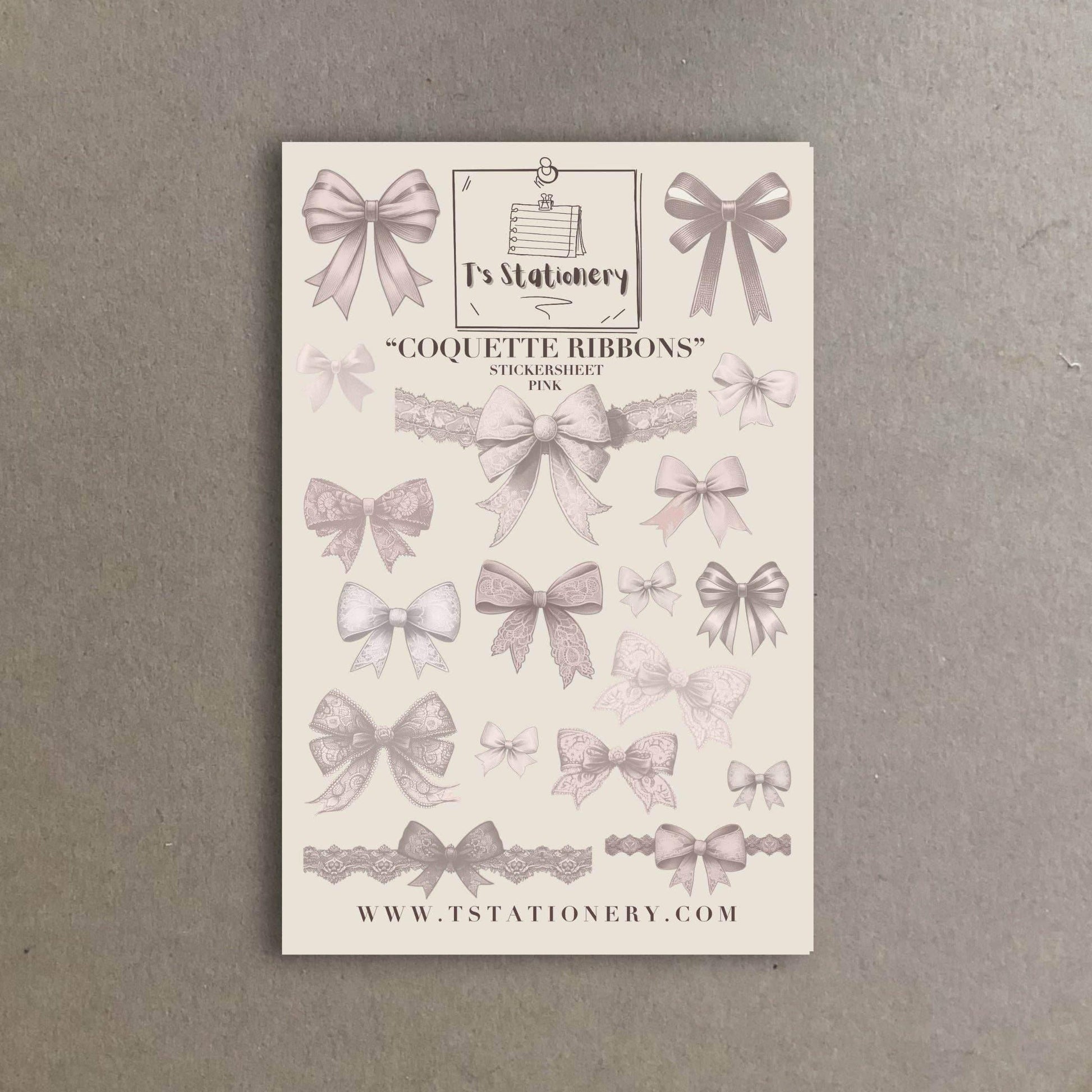 T's Stationery - Stickervel „Coquette Ribons” - The Dreamer's Bookshop.