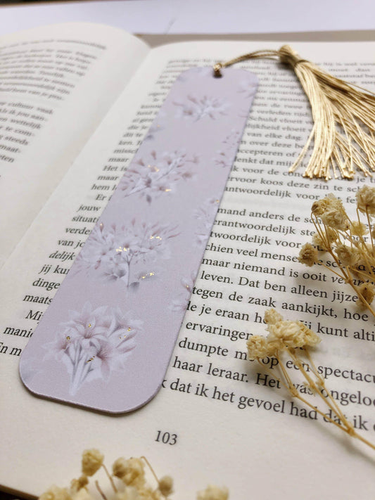T's Stationery - „Gouden verijdelde bladwijzer met boomjasmijnbloemen” - The Dreamer's Bookshop.