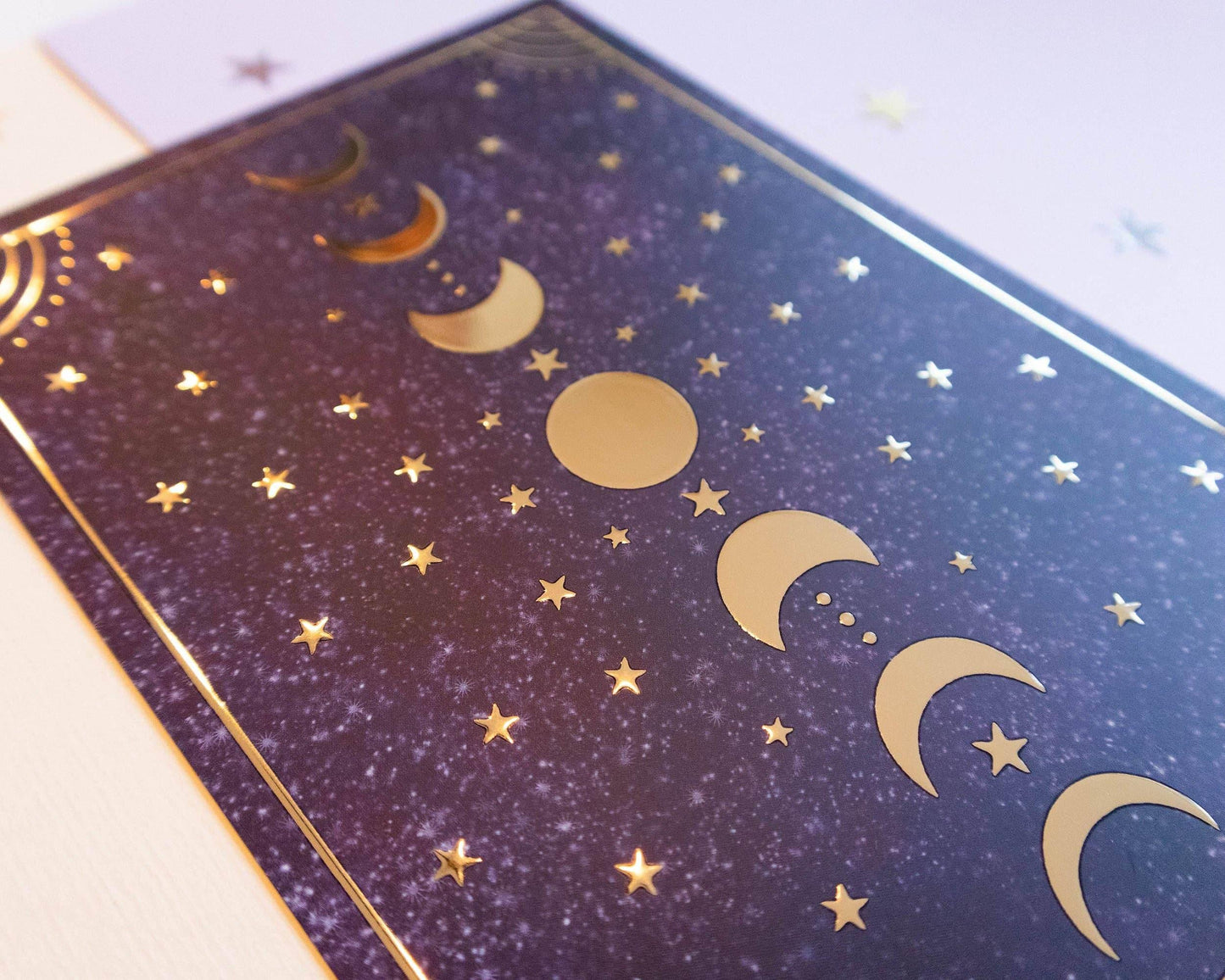 Basically Britt - Moon Phases Gold Foil Print Purple Wall Art - The Dreamer's Bookshop.