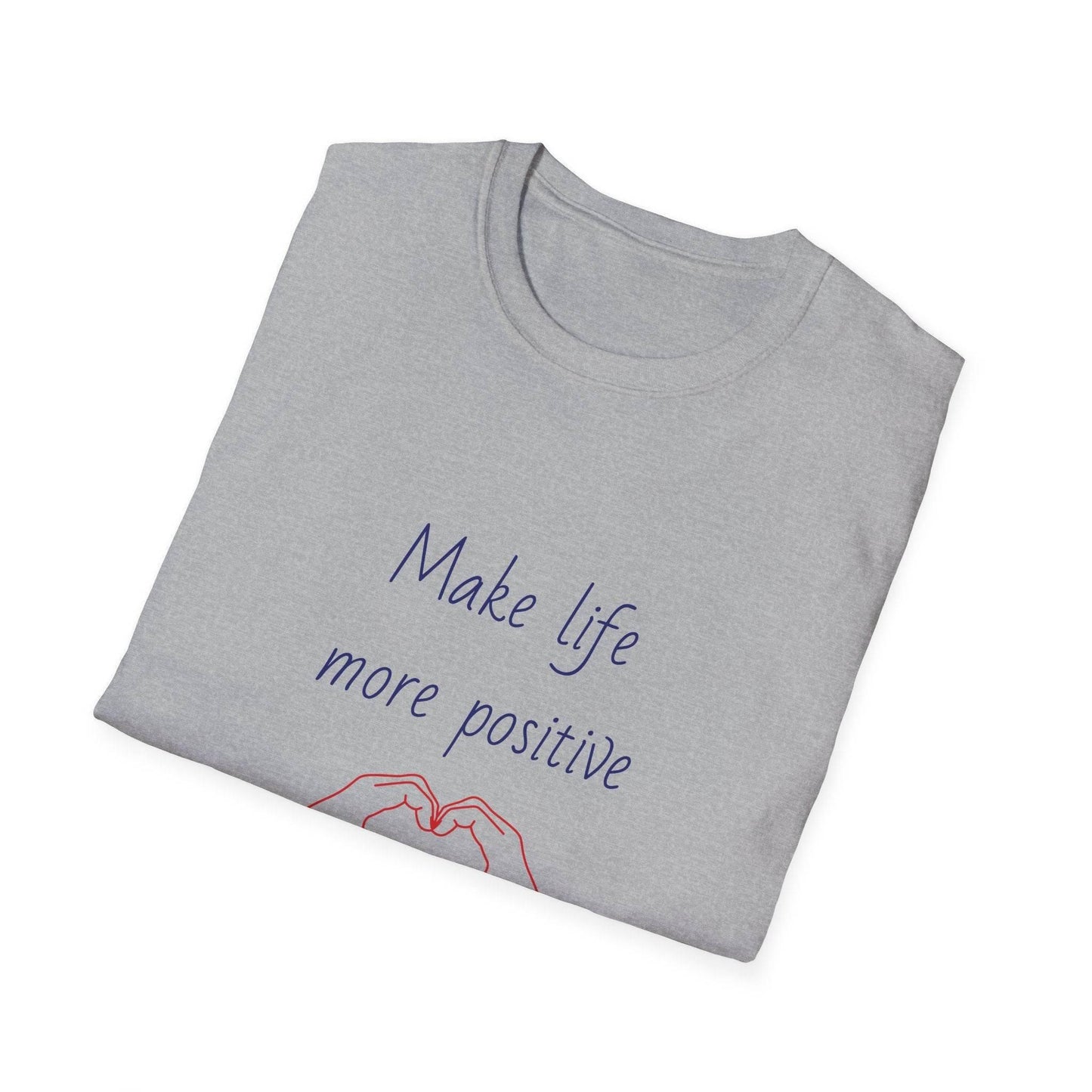 Positive Vibe Unisex Softstyle T-Shirt - 'Make Life More Positive' - The Dreamer's Bookshop.