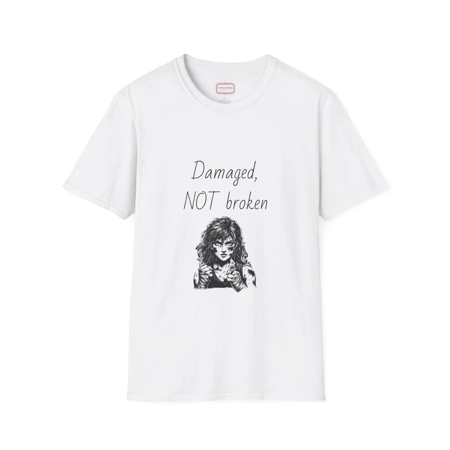 Inspirational Unisex Softstyle T-Shirt - "Damaged, NOT broken" - The Dreamer's Bookshop.