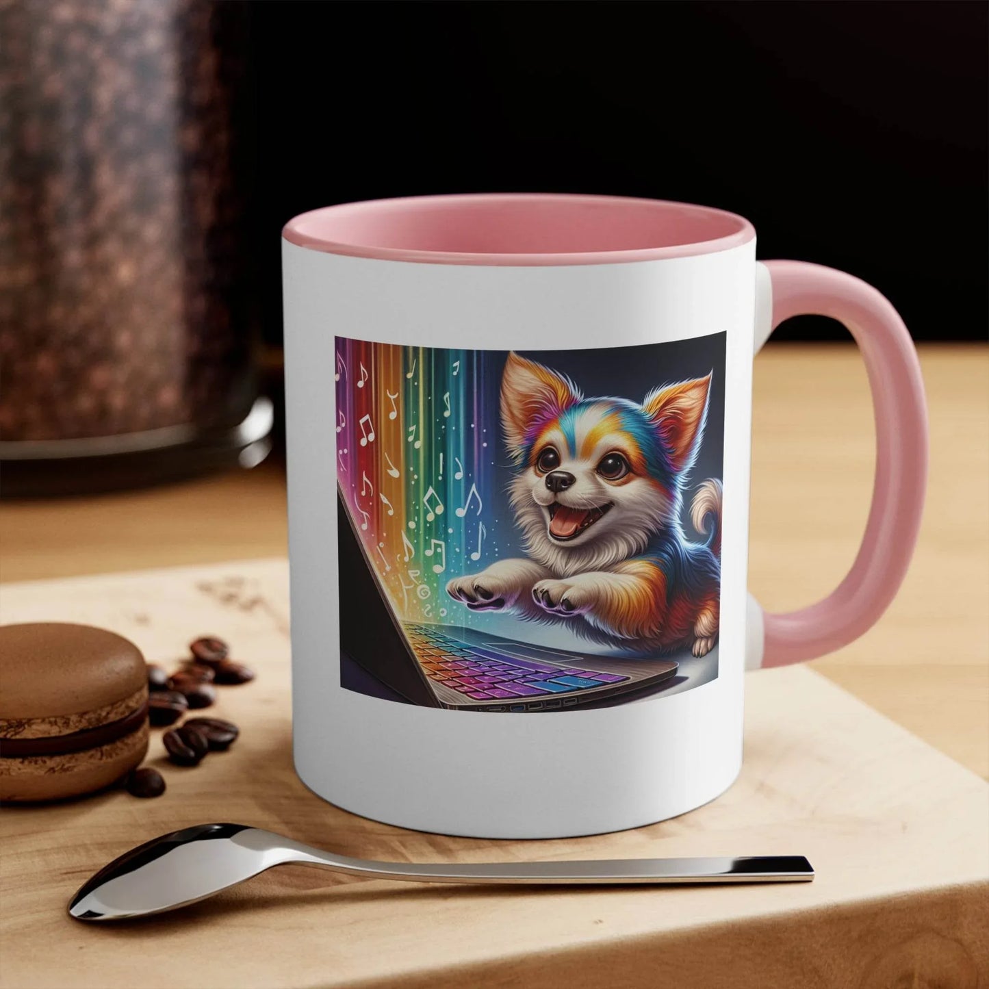 Funny Colorful Accent Mug - 11oz Dog Writer Coffee Cup - The Dreamer's Bookshop.