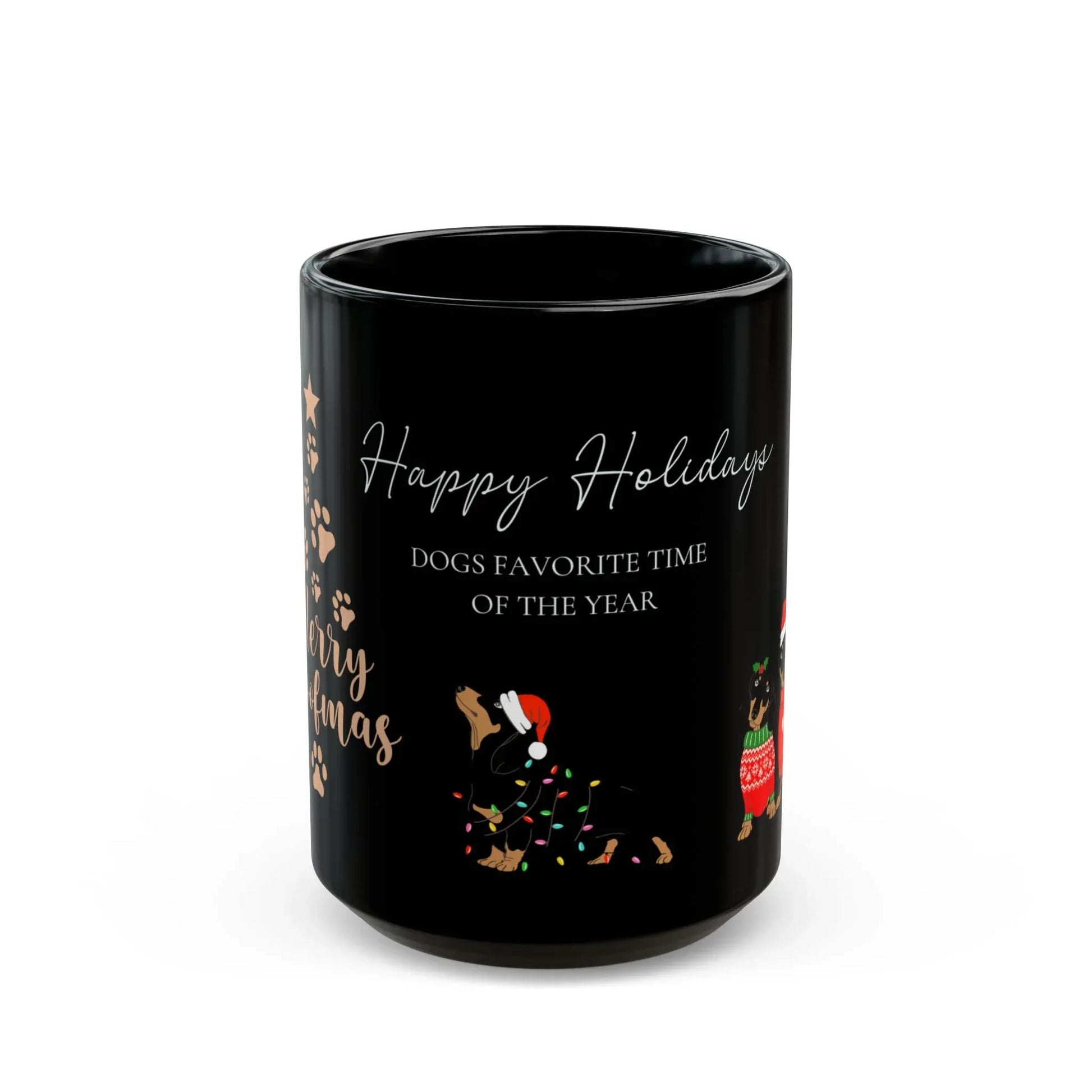 Dog's Christmas Black Mug - 11oz & 15oz Options - The Dreamer's Bookshop.