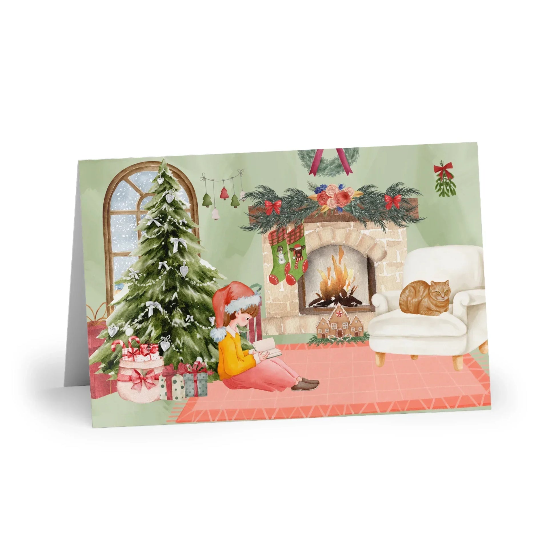 The Dreamer's Bookshop "Reading Girl" Christmas Card - The Dreamer's Bookshop.