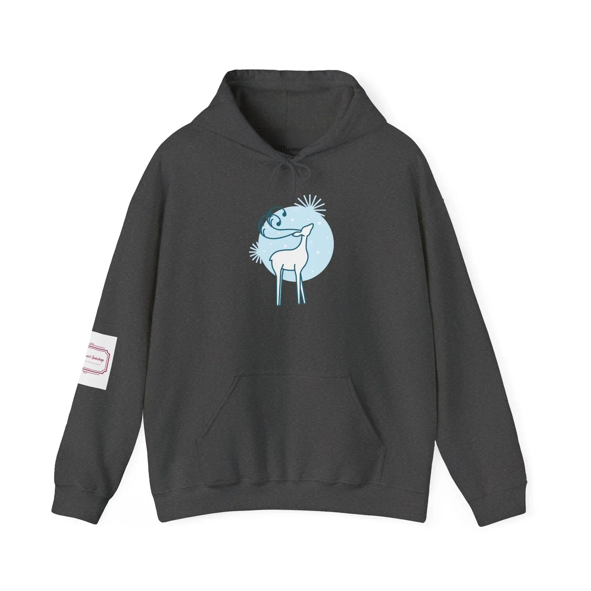 Christmas Deer Unisex Hooded Sweatshirt - Cozy Literary Apparel - The Dreamer's Bookshop.