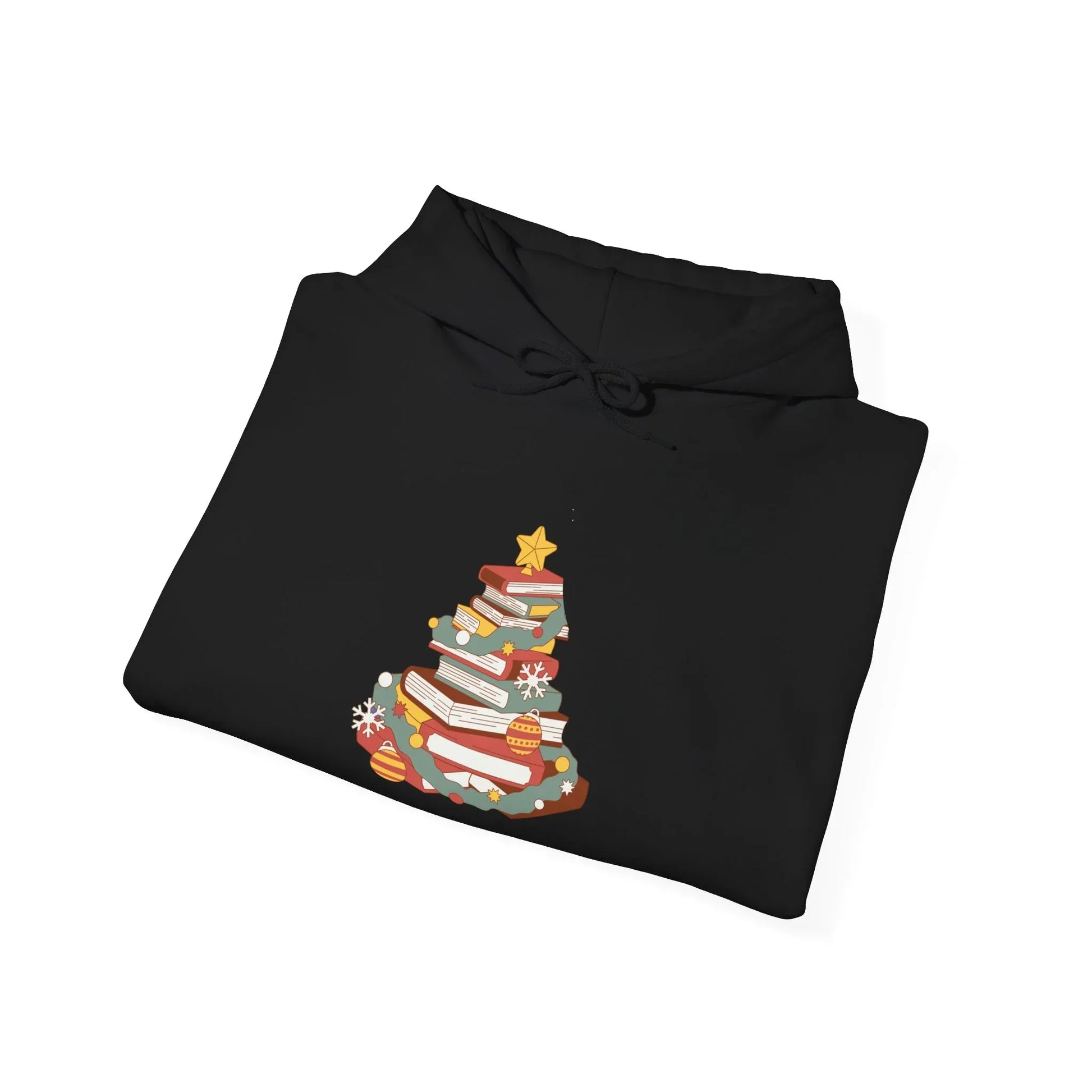 Christmas Book Tree Unisex Hooded Sweatshirt - Cozy Literary Apparel - The Dreamer's Bookshop.