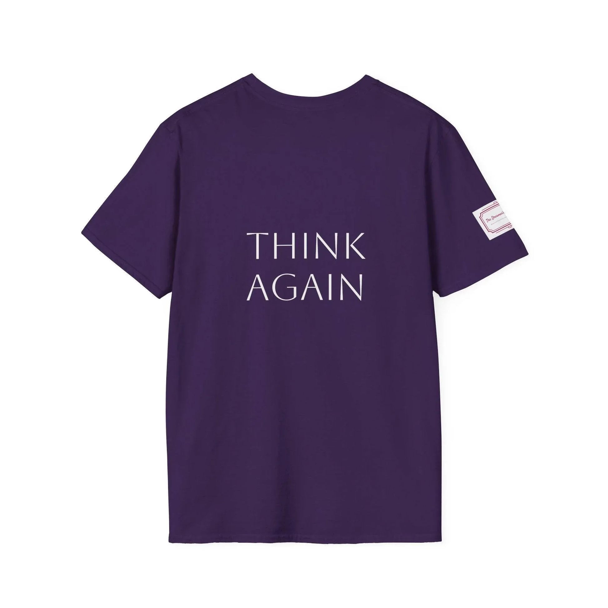 Inspirational Unisex Softstyle T-Shirt - 'Think Again' Motivational Design - The Dreamer's Bookshop.