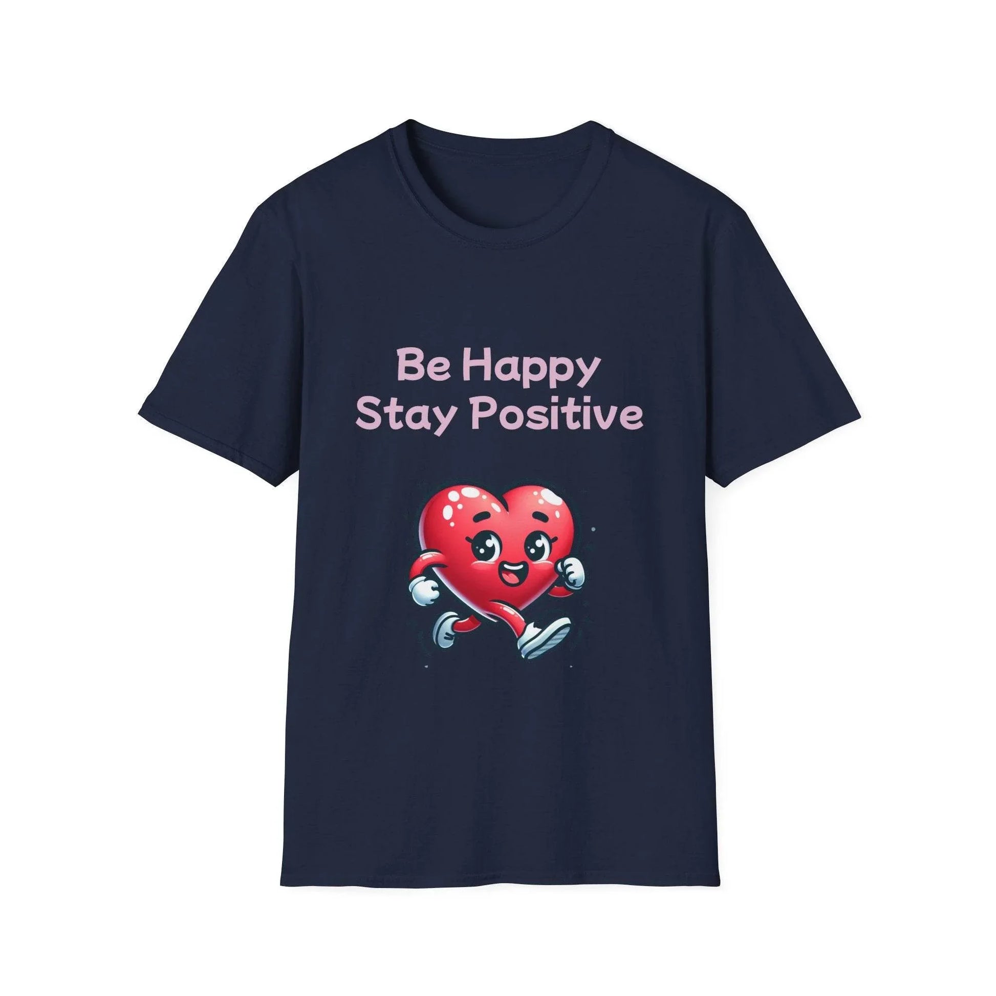 Be Happy Stay Positive Unisex Softstyle T-Shirt - Cheerful Graphic Tee for Everyday Wear - The Dreamer's Bookshop.