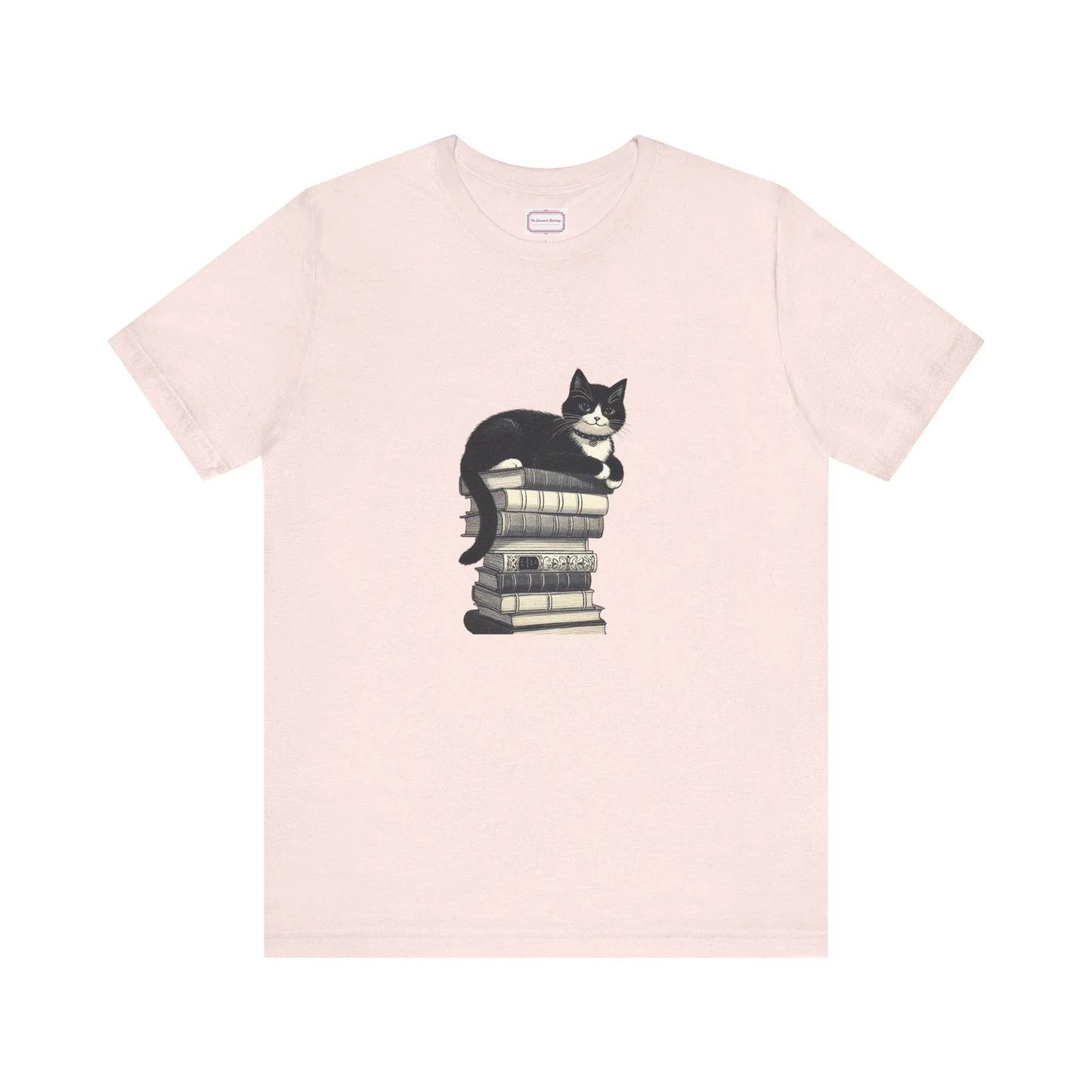 Unisex T-shirt - Vintage Cat Book Stack Booknerds - The Dreamer's Bookshop.