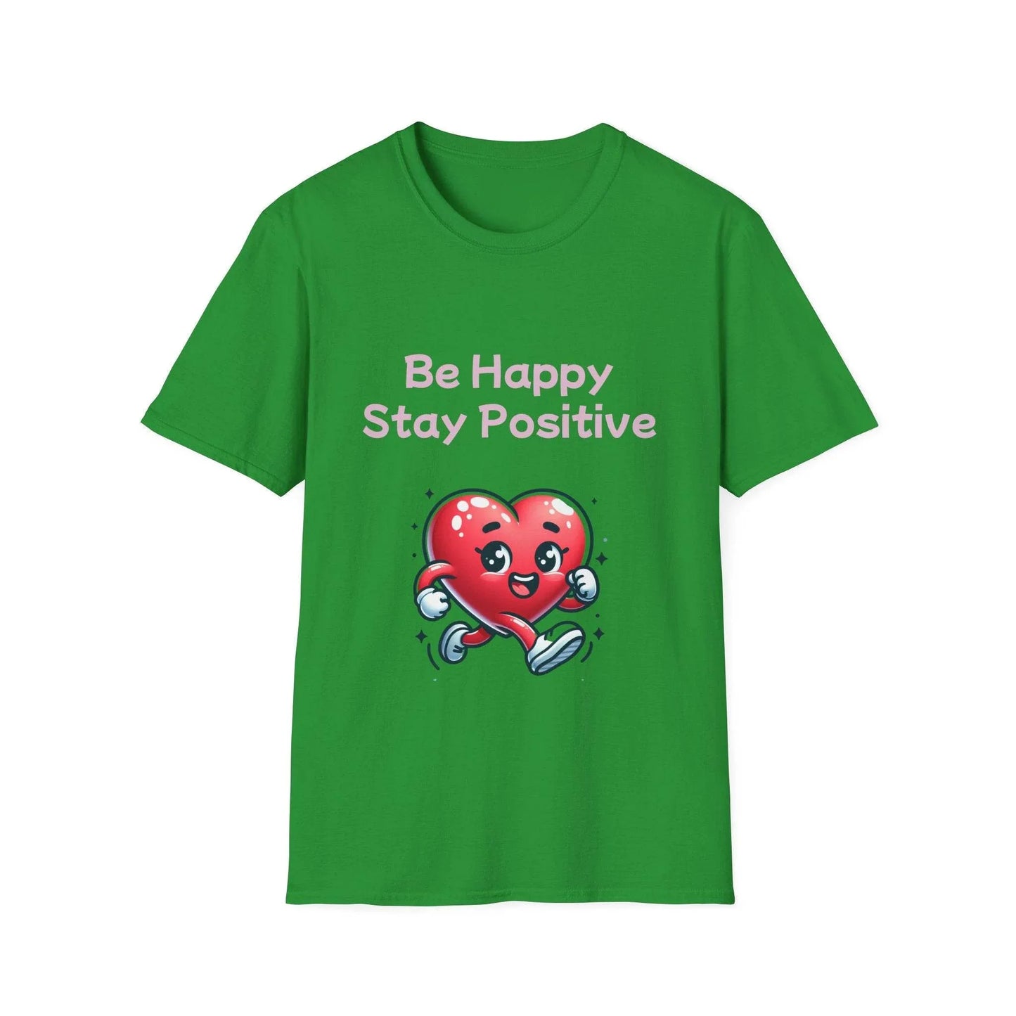 Be Happy Stay Positive Unisex Softstyle T-Shirt - Cheerful Graphic Tee for Everyday Wear - The Dreamer's Bookshop.