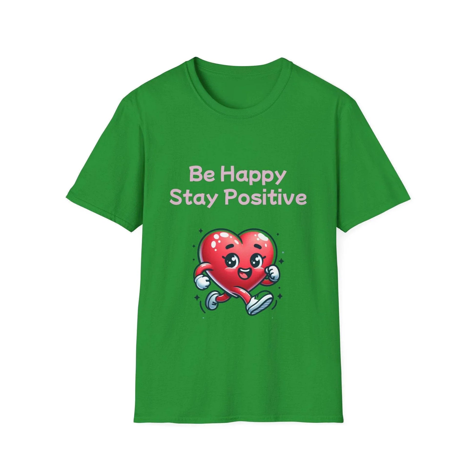 Be Happy Stay Positive Unisex Softstyle T-Shirt - Cheerful Graphic Tee for Everyday Wear - The Dreamer's Bookshop.