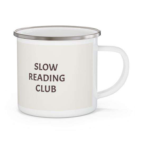 Enamel Camping Mug  "Slow Reading Club" Coffee Cup
