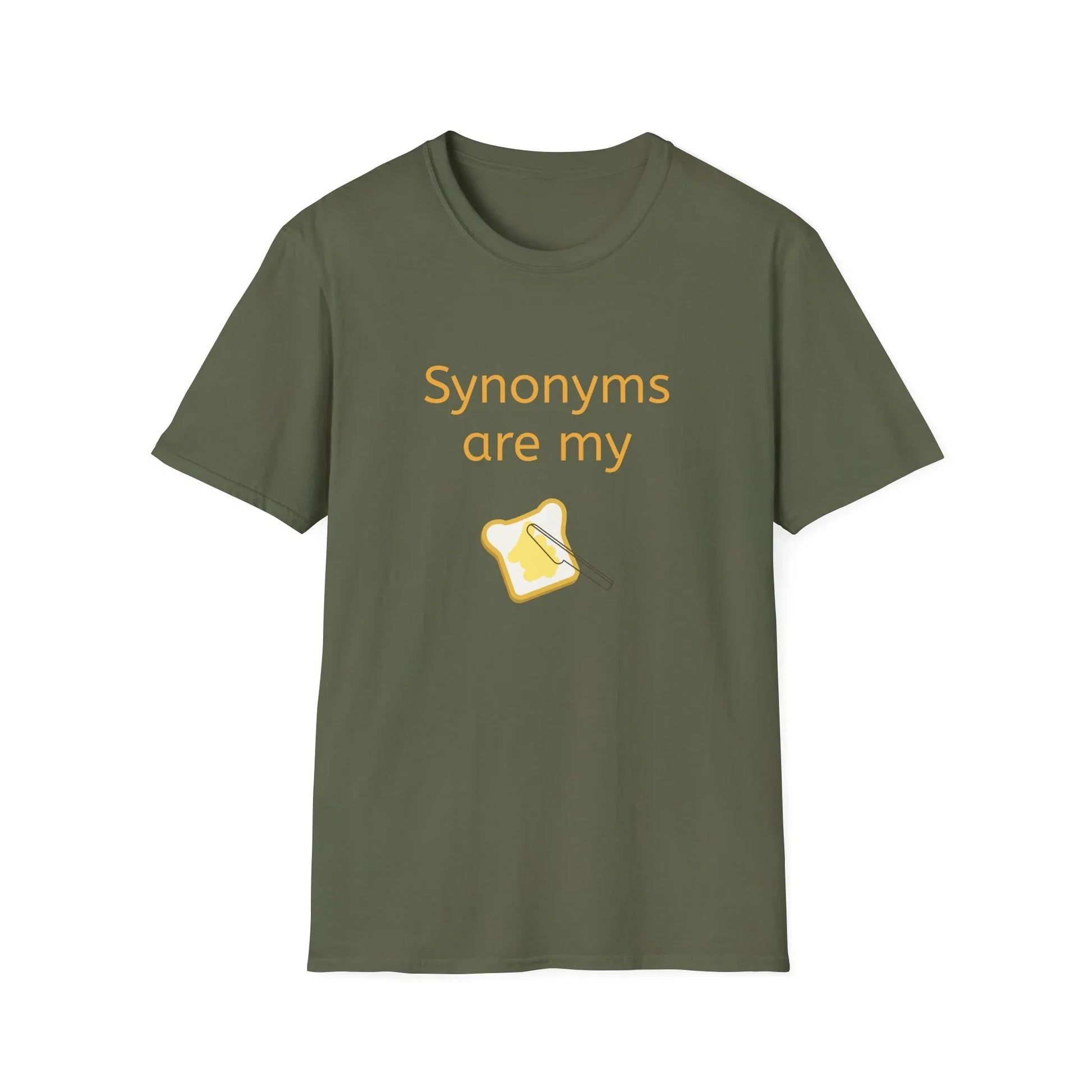 Unisex Softstyle T-Shirt - "Synonyms are my Jam" for Language Lovers - The Dreamer's Bookshop.