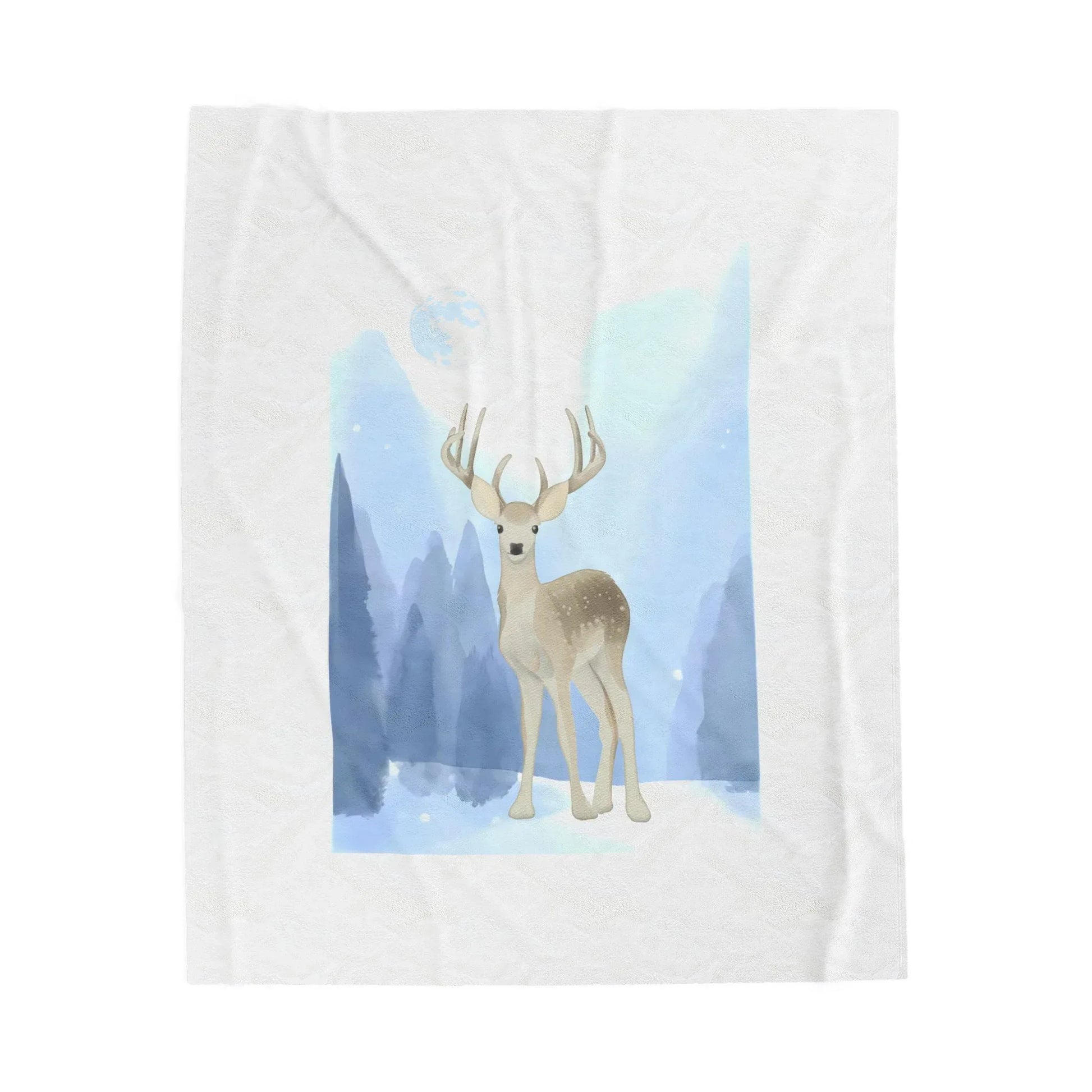 Cozy Velveteen Plush Blanket - "Winter Deer"- Perfect for Book Lovers and Cozy Nights - The Dreamer's Bookshop.