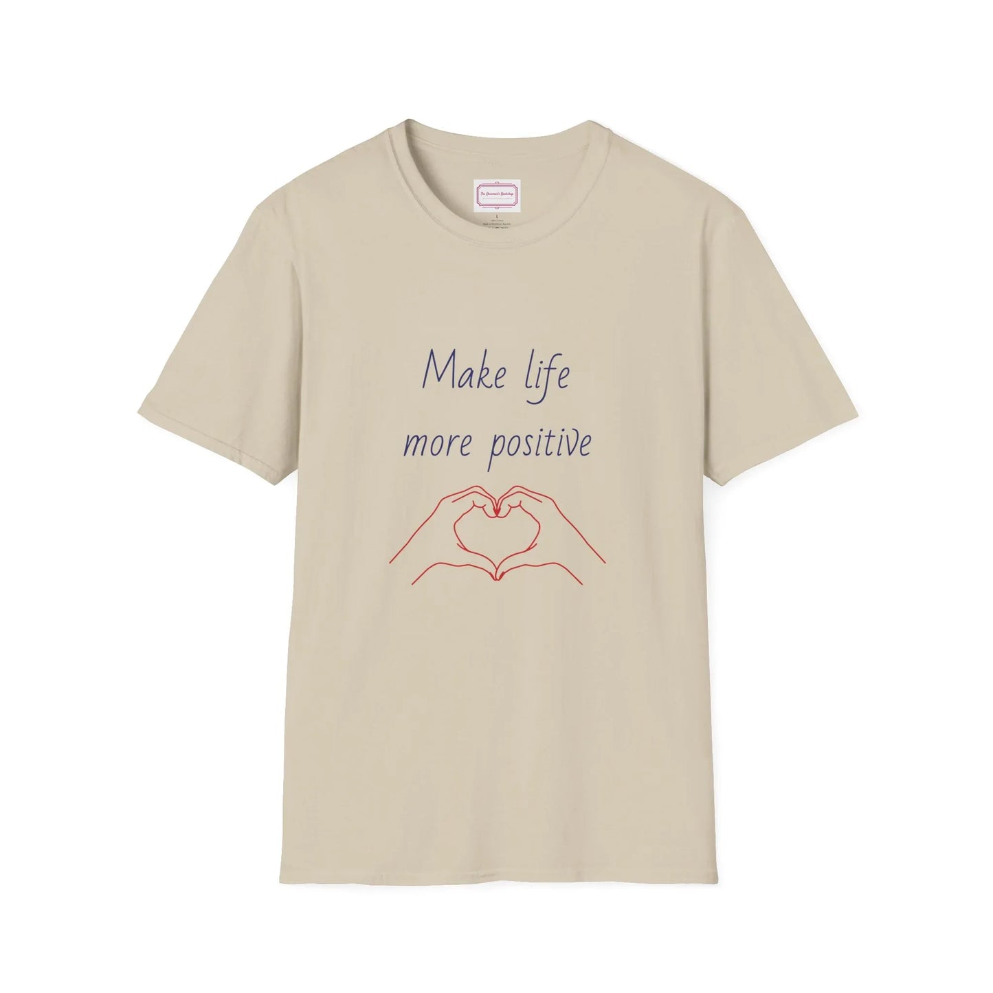 Motivational Unisex Softstyle T-Shirt - "Make Life More Positive" - The Dreamer's Bookshop.
