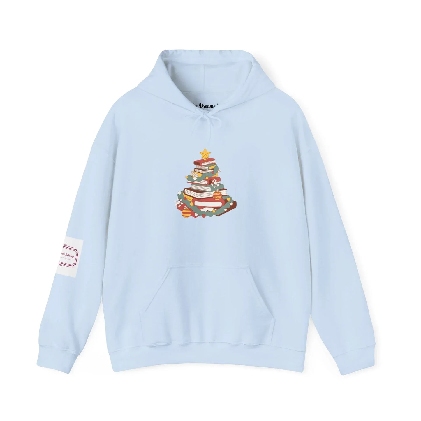 Christmas Book Tree Unisex Hooded Sweatshirt - Cozy Literary Apparel - The Dreamer's Bookshop.