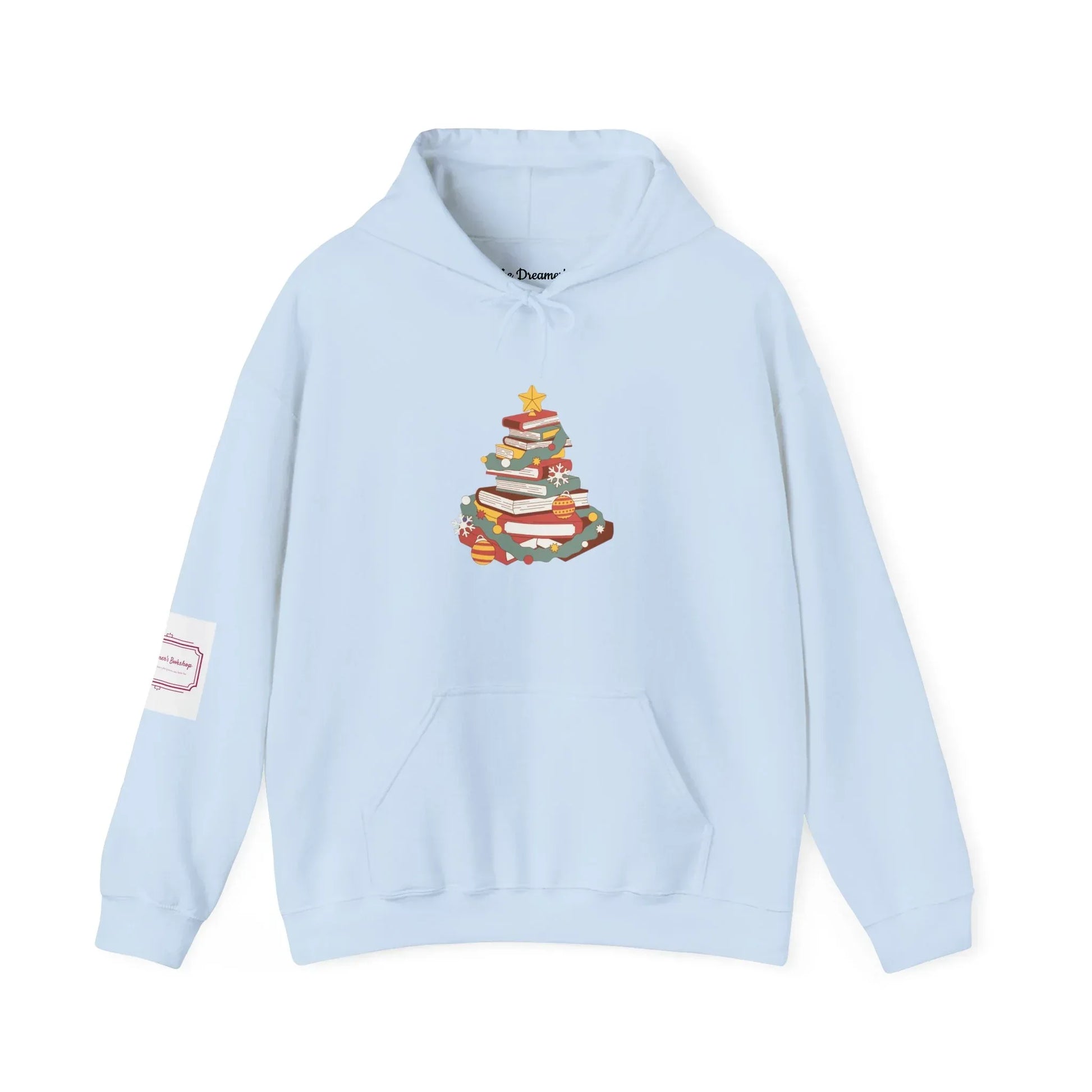Christmas Book Tree Unisex Hooded Sweatshirt - Cozy Literary Apparel - The Dreamer's Bookshop.