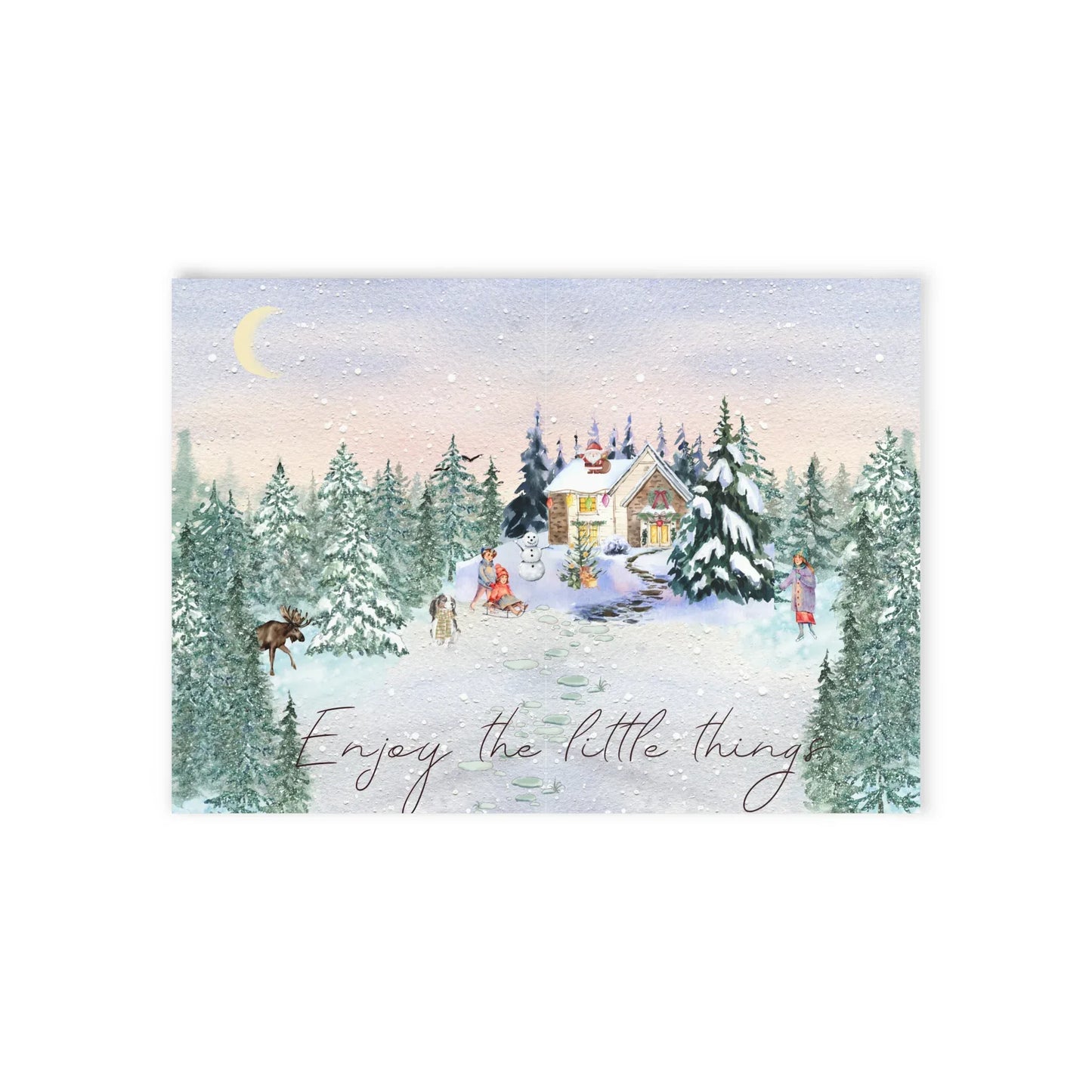 The Dreamer's Bookshop "Winter Cottage" Enjoy the Little Things Card - The Dreamer's Bookshop.