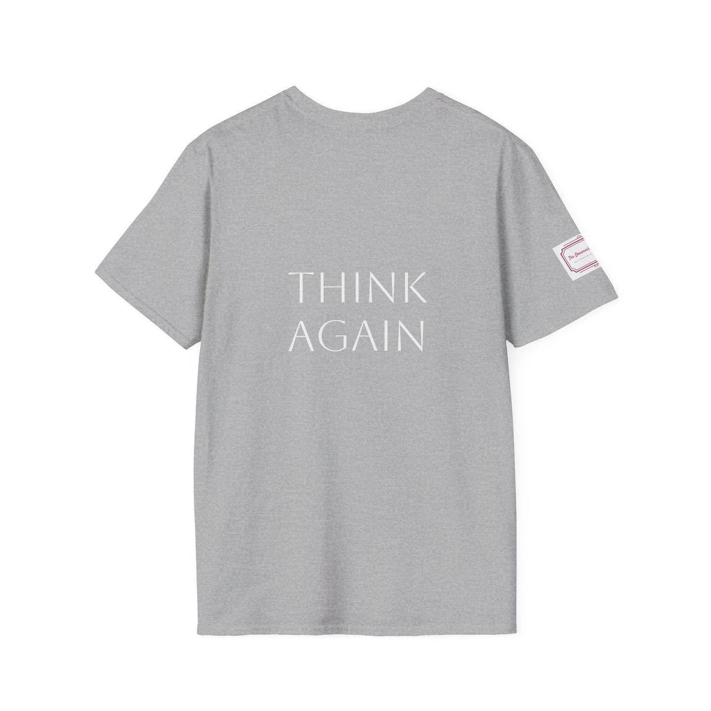 Inspirational Unisex Softstyle T-Shirt - 'Think Again' Motivational Design - The Dreamer's Bookshop.