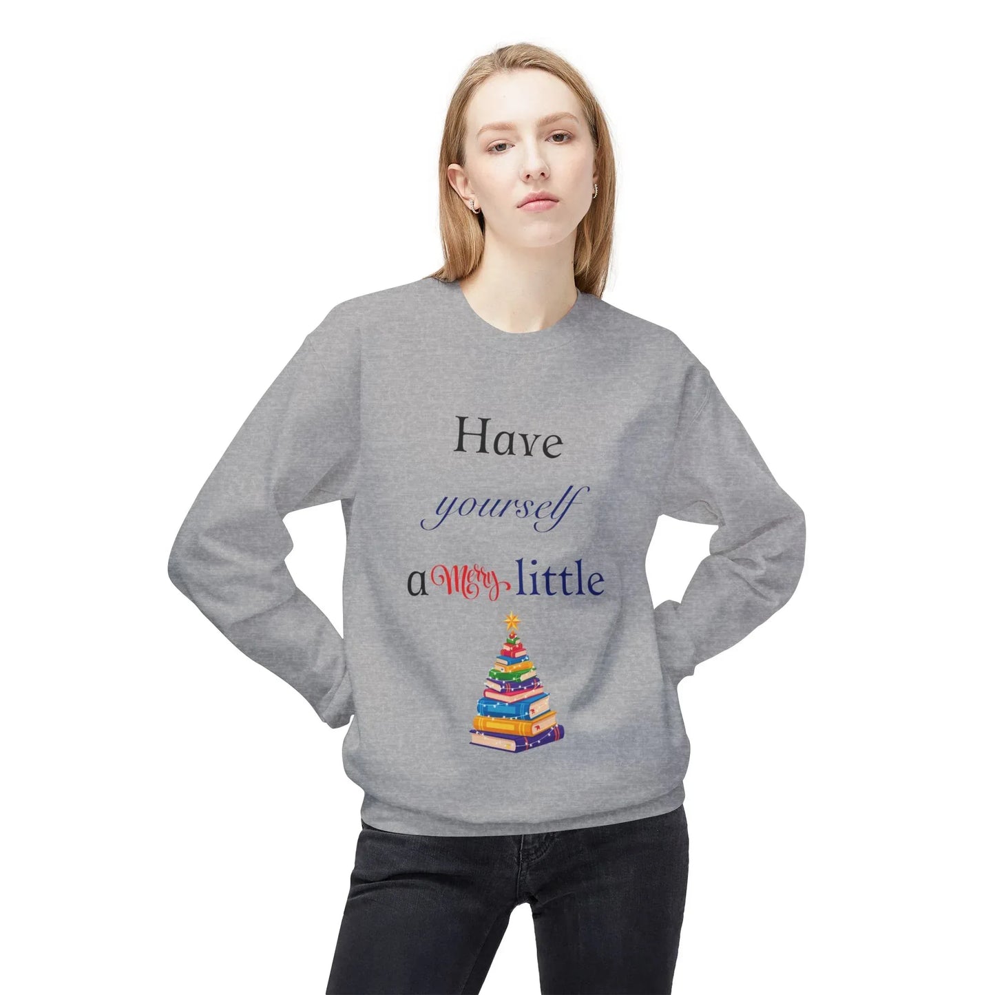 A Merry Little Bookmas - Unisex Fleece Crewneck Sweatshirt - The Dreamer's Bookshop.