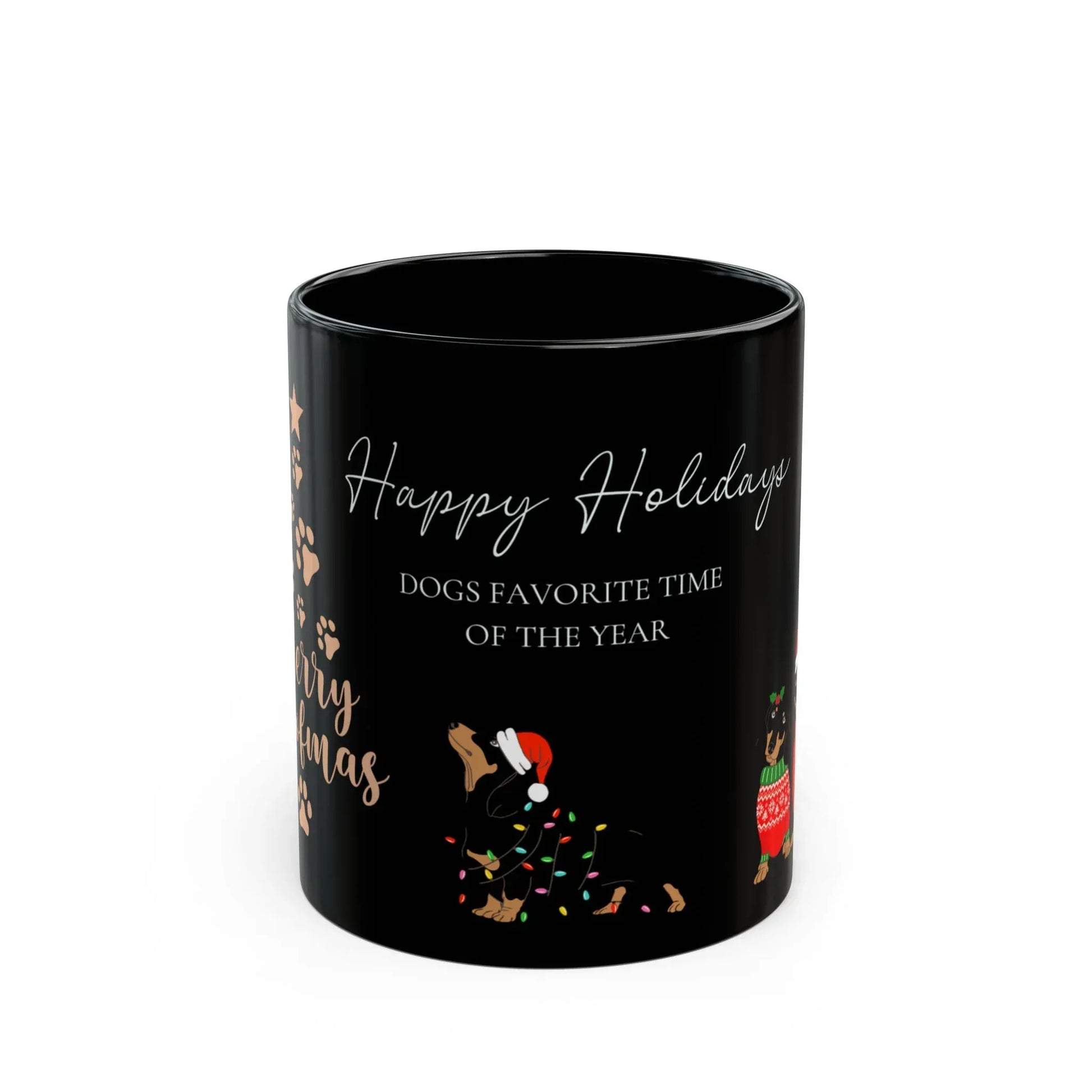 Dog's Christmas Black Mug - 11oz & 15oz Options - The Dreamer's Bookshop.