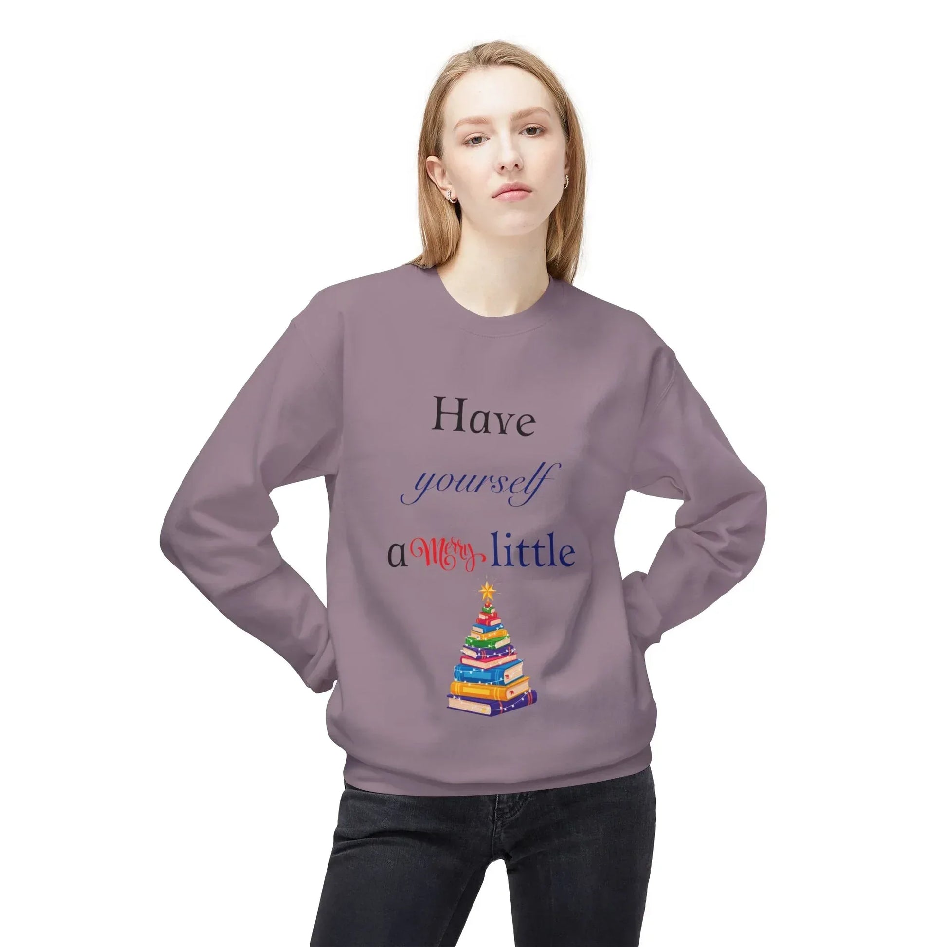 A Merry Little Bookmas - Unisex Fleece Crewneck Sweatshirt - The Dreamer's Bookshop.