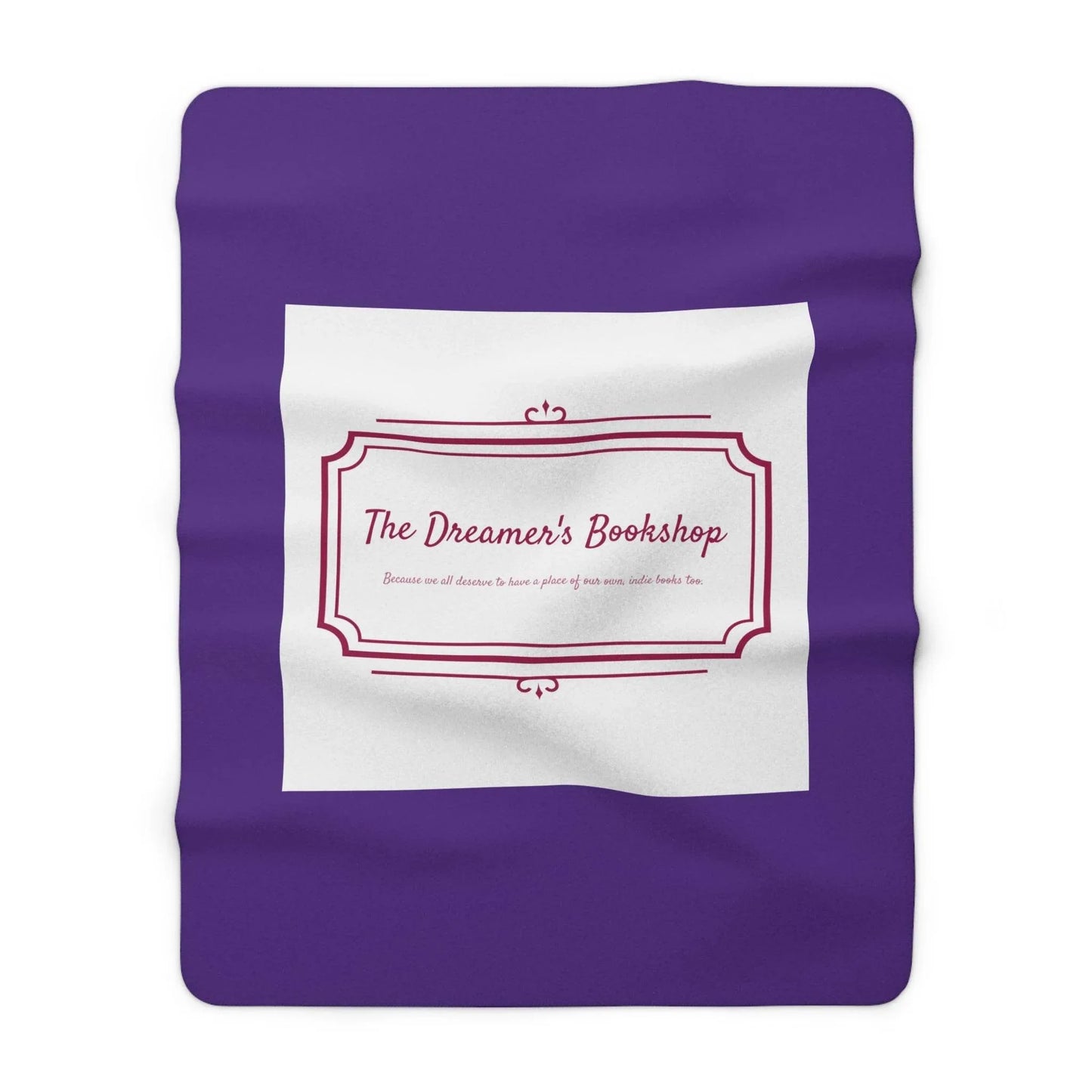 Purple Cozy Sherpa Fleece Blanket - 'The Dreamer's Bookshop' Design - The Dreamer's Bookshop.